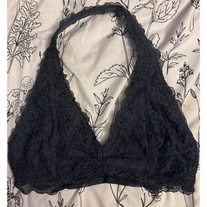 Gilly‎ Hicks Dark Gray Lace Unlined Halter Bralette, Small